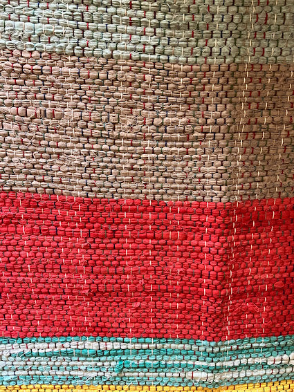 Loom-Woven Upcycled Fabric Area Rug - Colorful Entryway Runner (41.25" x 28") #4