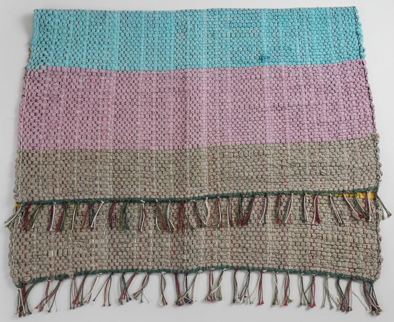 Loom-Woven Upcycled Fabric Area Rug - Colorful Entryway Runner (40.5" x 27") #3