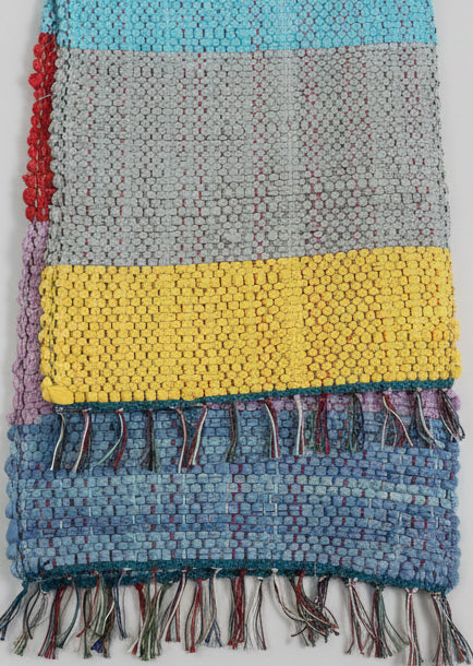 Loom-Woven Upcycled Fabric Area Rug - Colorful Entryway Runner (41.5" x 27") #1