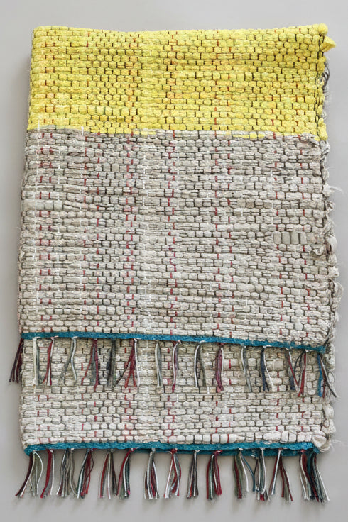 Loom-Woven Upcycled Fabric Area Rug - Colorful Accent Rug (34.5" x 28") #7