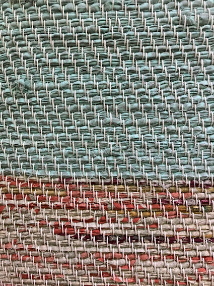 Loom-Woven Upcycled Fabric Small Area Rug - Colorful Accent (23.5" x 19.5") #11