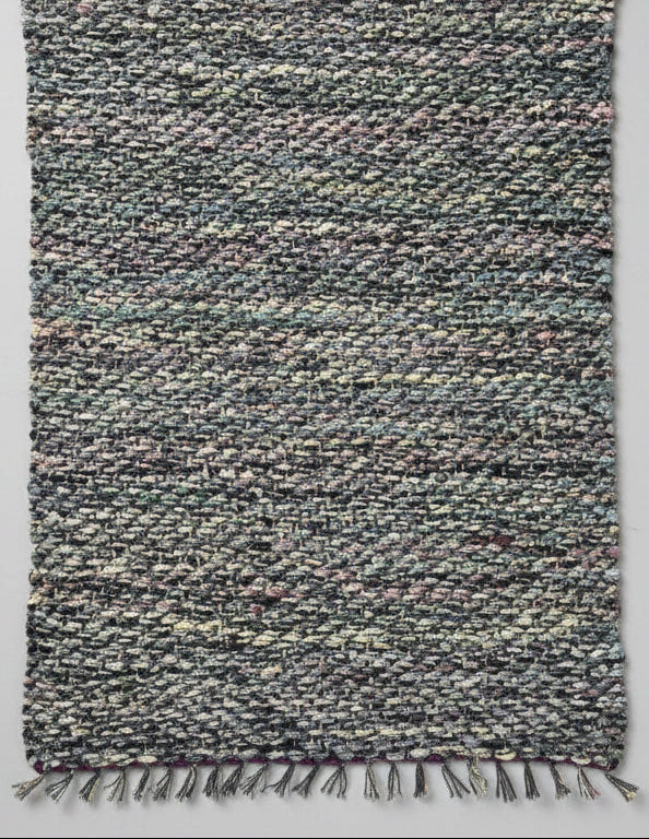 Loom-Woven Upcycled Fabric Table Runner - Blues & Purple Twill (34.5" x 15.5") #23
