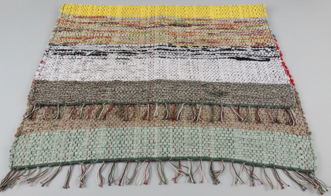 Loom-Woven Upcycled Fabric Area Rug - Colorful Entryway Runner (41.25" x 28")  #4