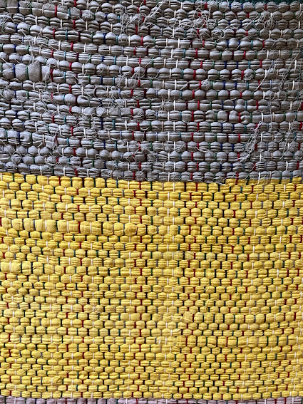 Loom-Woven Upcycled Fabric Area Rug - Colorful Entryway Runner (40.5" x 27") #3