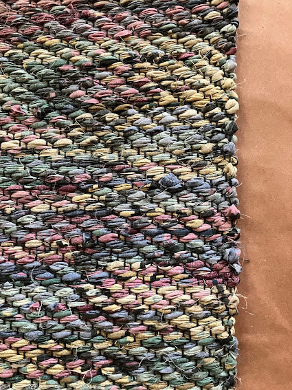 Loom-Woven Upcycled Fabric Table Runner - Blues & Purple Twill (34.5" x 15.5")  #23