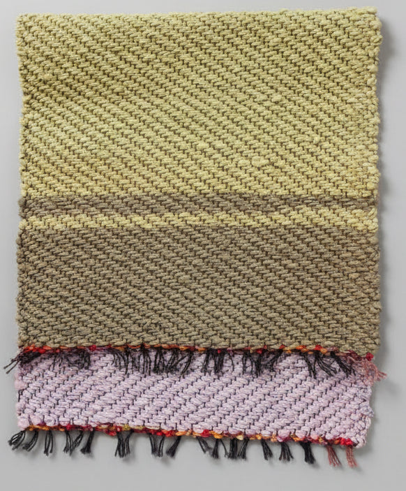 Loom-Woven Upcycled Fabric Table Runner - Purple, Green & Grey Stripes (33.5" x 15.25")  #25
