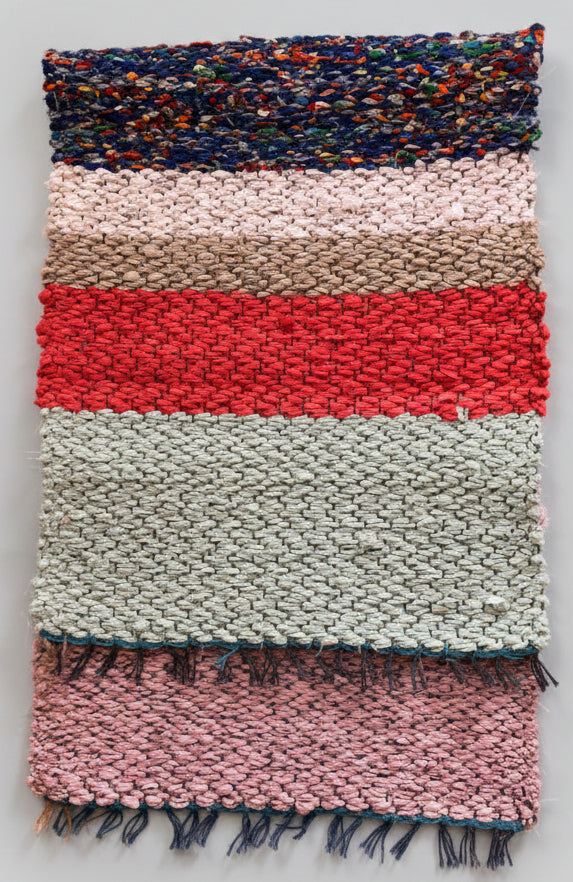 Loom-Woven Upcycled Fabric Table Runner - Multicolor Broken Twill (41.5" x 14.5")  #26