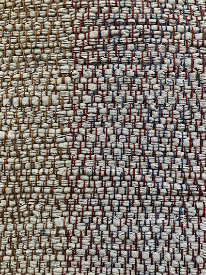Loom-Woven Upcycled Fabric Table Runner - Blues & Greys Twill (38.75" x 15")  #27