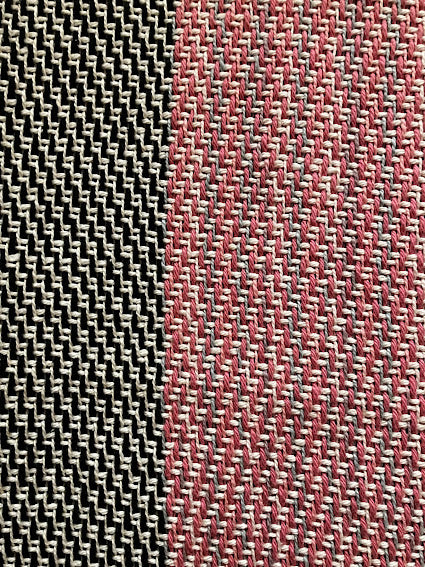 Loom-Woven Cotton Dresser Scarf or Lap Blanket - White, Blue & Pink (41.5" x 14.5")  #34
