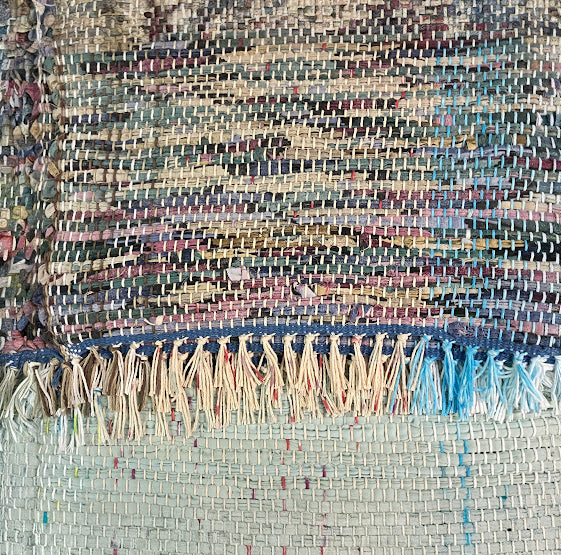 Loom-Woven Upcycled Fabric Area Rug ( 55" x 34") #15