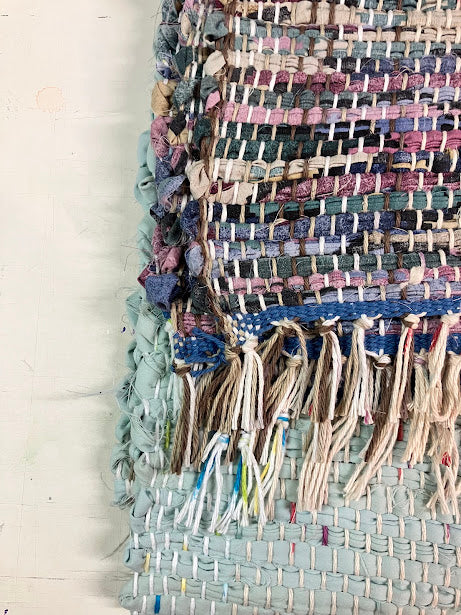 Loom-Woven Upcycled Fabric Area Rug ( 55" x 34") #15