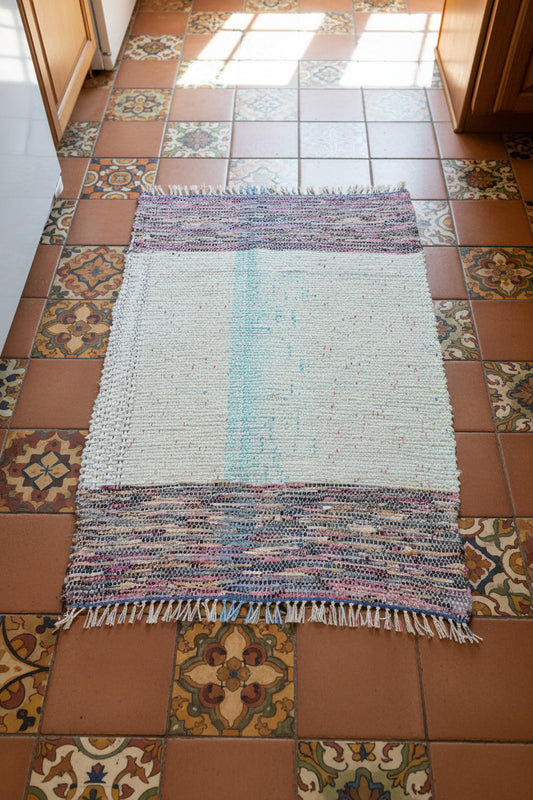Loom-Woven Upcycled Fabric Area Rug ( 55" x 34") #15