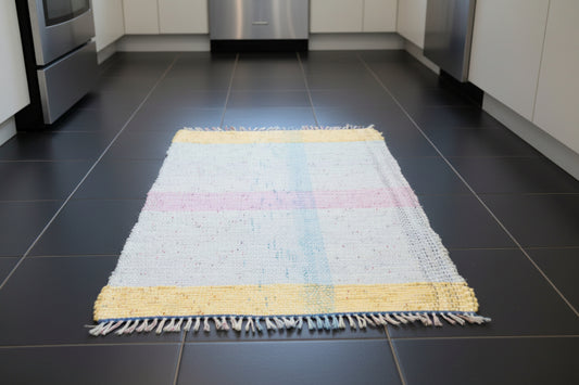 Loom-Woven Upcycled Fabric Area Rug - Colorful Accent Rug(56" x 35.5") #17