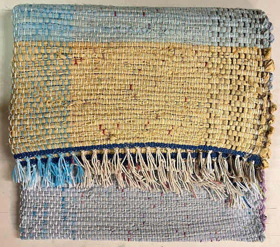 Loom-Woven Upcycled Fabric Area Rug - Colorful Accent Rug(56" x 35.5") #17