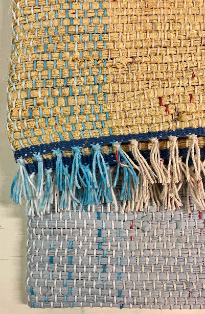 Loom-Woven Upcycled Fabric Area Rug - Colorful Accent Rug(56" x 35.5") #17