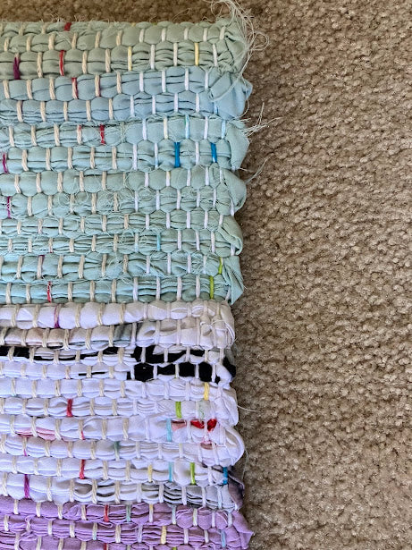 Loom-Woven Upcycled Fabric Area Rug - Colorful Accent Rug(58" x 35.5") #19