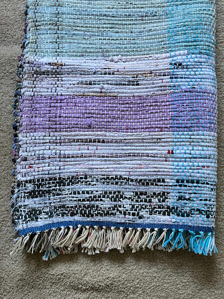 Loom-Woven Upcycled Fabric Area Rug - Colorful Accent Rug(58" x 35.5") #19