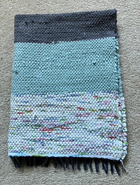 Loom-Woven Upcycled Fabric Area Rug - Colorful Accent Rug (38"x27.5")#62