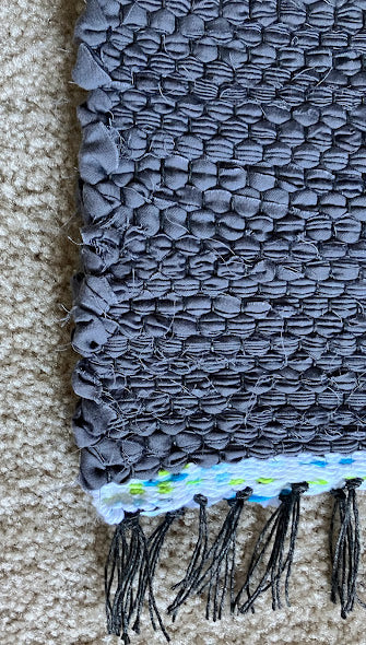 Loom-Woven Upcycled Fabric Area Rug - Colorful Accent Rug (31"x27.5")#63