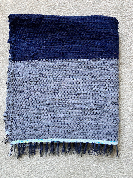 Loom-Woven Upcycled Fabric Area Rug - Colorful Accent Rug (31"x27.5")#63