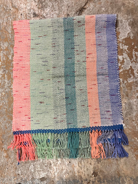 Loom-Woven Cotton Table Runner- Colorful Stripes(38"x15.5")#33