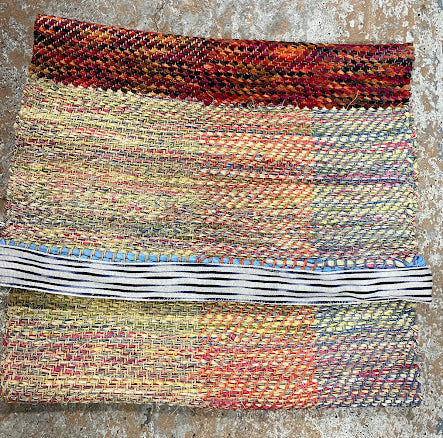 Loom-Woven Upcycled Fabric Table Runner - Multicolor Twill (47"x15.5")#36