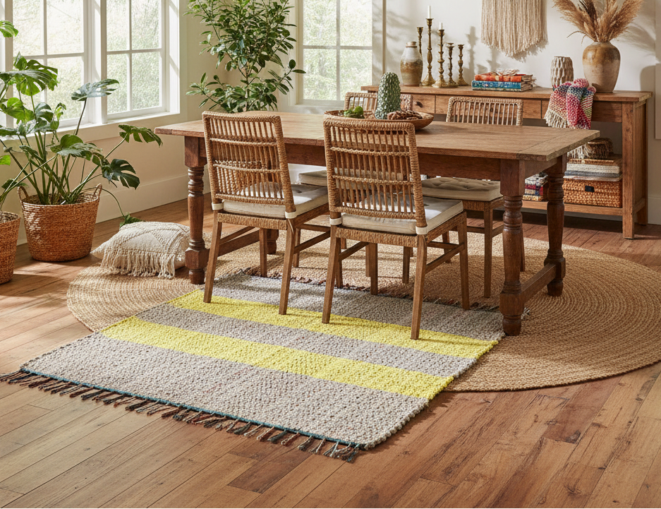 Loom-Woven Upcycled Fabric Area Rug - Colorful Accent Rug (34.5" x 28")  #7